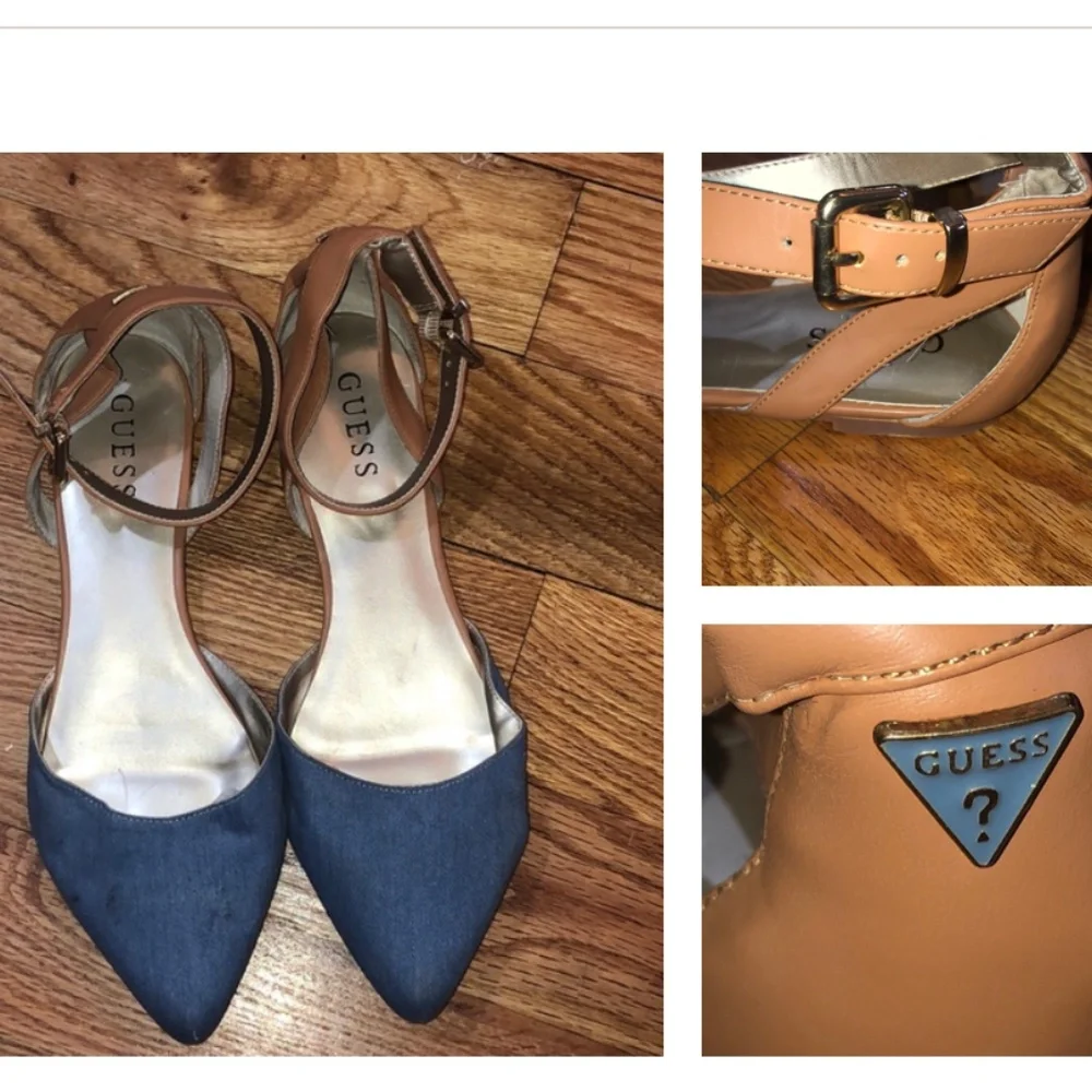 GUESS JEANS Logo hardware denim Jeans look flat Mary Jane shoes 10